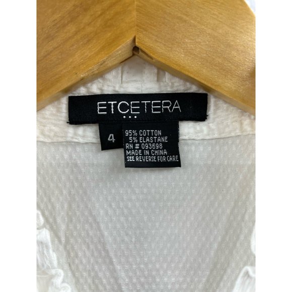 Etcetera Womens Button Front Shirt White Textured Sleeveless V Neck Stretch 4 - Picture 7 of 7